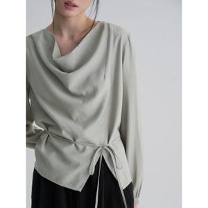 (356364WM12) [에잇세컨즈] 카울넥 블라우스  라이트 그레이