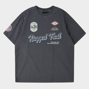 [지프]남여공용 가먼트다잉 그래픽 반팔티(다크 그레이)JR2TSU207DG