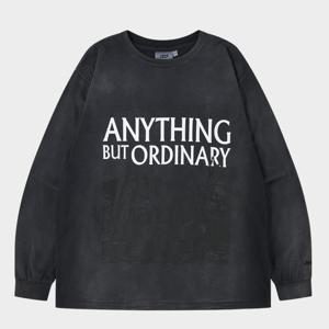 [지프]남여공용 가먼트다잉 빅프린트 긴팔 티셔츠(다크 그레이)JR2TSU011DG