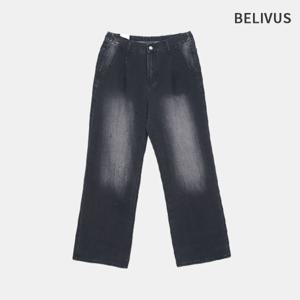 [빌리버스]빌리버스 남성 원턱 뒷밴딩 와이드 데님 팬츠 BRTP006