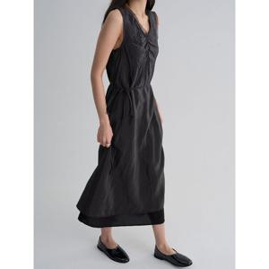 (356371WC04) [에잇세컨즈] 브이넥 슬리브리스 롱원피스  애쉬