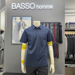 [바쏘옴므]심플 푀인트배색여름쿨카라티셔츠WSZ2KT37D_OD_OD