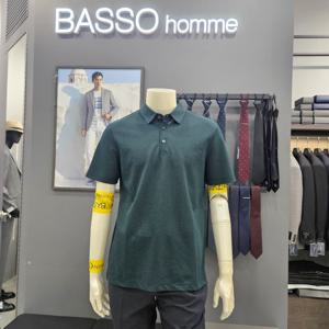 [바쏘옴므]심플 푀인트배색여름쿨카라티셔츠WSZ2KT36D_OD