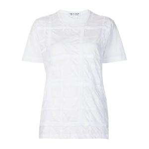 꼼데가르송 리본 아플리케 그리드 반팔 티셔츠 RQT015 0512