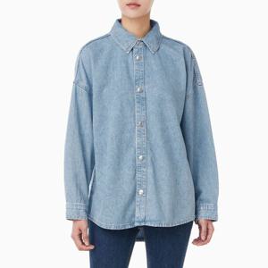 [캘빈클라인 진]여성 린넨 릴렉스핏 라이트블루 데님 셔츠 47C709G