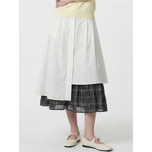 [포커스]포커스 체크 레이어드 코튼 핀턱 스커트_VF6M1SK8240