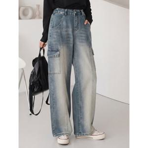 [올리비에스클로젯]뒷밴딩 카고 와이드 데님 팬츠_O2603DP015A