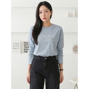 [올리비에스클로젯]모네 레터링 코튼 긴팔 티셔츠_O2603TS064A
