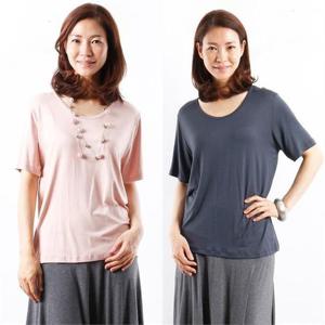 [강물처럼]빅사이즈사랑해요 1733L205 쫀쫀 U넥 반팔티 WW (8554