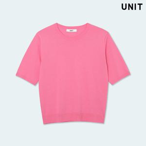 [유닛] 핑크 코르푸 니트 크루넥 풀오버 UFLKCN21ZN-46