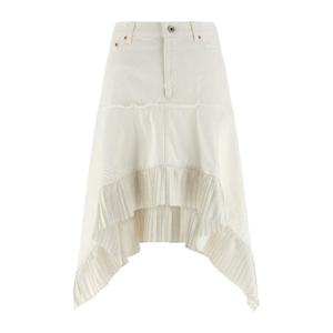 사카이 어시메트릭 플리츠 새틴 데님 스커트 2608315 151