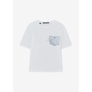 [게스]남성 데님포켓 프린트 반팔티(MQ2K1401)