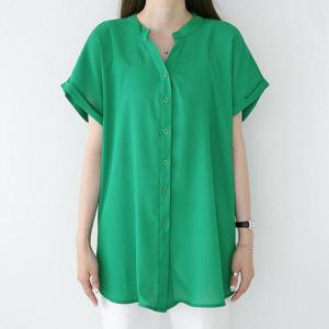 [강물처럼]아이우먼 오픈롤업반팔블라우스 BNP265M603 빅사이즈