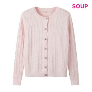 SOUP  베이직 라운드넥 꽈배기 패턴 가디건 (S63GD02)