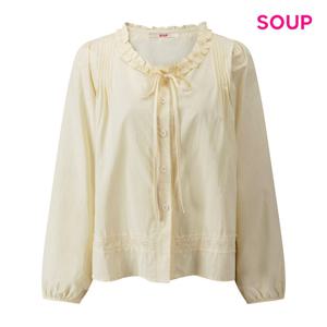 SOUP  프릴넥 핀턱 레이스 블라우스 (S63LS09)