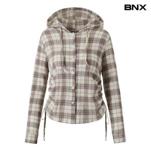 [BNX]내추럴 체크 후드 사이드 셔링 셔츠 (BY1BL006L0)
