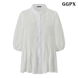 [GGPX]러블리 스모킹 셔링 반팔 블라우스 (GQABA016D)