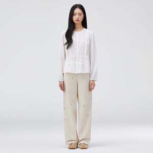 [써스데이아일랜드][여성]아일렛 배색 프릴 블라우스(T262MBL135W)