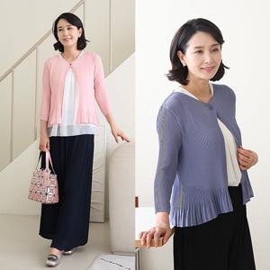 [쉬즈마담]J31798 벚꽃 한 스푼 플리츠 7부 가디건 50대 엄마옷