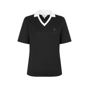 헤지스 여성 26SS 아이코닉 브이넥 반팔 피케 티셔츠 블랙 HSTS6B903BK