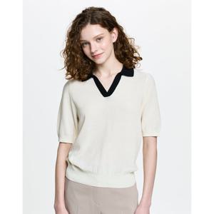 헤지스 여성 26SS ONLINE EXCLUSIVE 카라 강연 니트 아이보리 HSSW6BP03IV