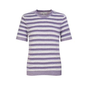 헤지스 여성 26SS 멀티스트라이프 반팔 풀오버 바이올렛 HSSW6B301V2