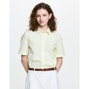 헤지스 여성 26SS 스트라이프 코튼 반팔 셔츠 라임 HSSH6BC46L2