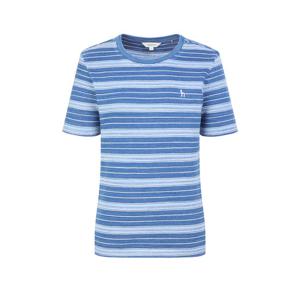 헤지스 여성 26SS 코튼린넨 멀티스트라이프 반팔 티셔츠 로열블루 HSTS6B312B3