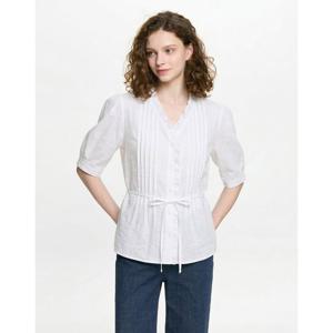 헤지스 여성 26SS ONLINE EXCLUSIVE 레이스 스트랩 블라우스 화이트 HSSH6BP03WT