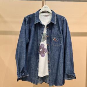 라티움 HC34 신축성좋은 조랑말 진청롱데님셔츠 T2613bl31