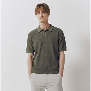 [지오다노]남성 스티치 카라넥 단추 기본 반팔 니트 056511