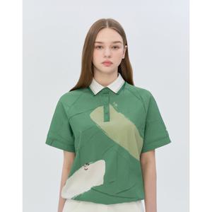 헤지스 골프 여성 26SS 옐로우그린 여성 붓터치 프린트 캡슐 블루종 HWTS6B252L2