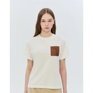 헤지스 골프 여성 26SS 화이트 여성 포켓 포인트 라운드넥 티셔츠 HWTS6B251OW