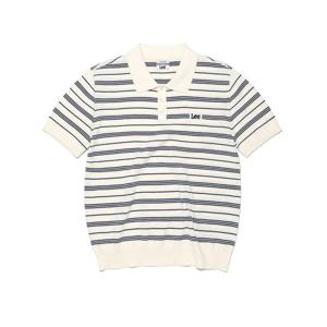LEE 스트라이프 카라 반팔 니트 B1 LE2602KT06 IV BL