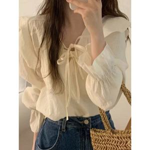 [예쎄][귈림] 프릴 카라 리본 쉬폰 블라우스(G6SBL021P)