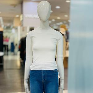 [클리지]라운드 슬림 골지 무지 5부소매 티셔츠 CQ4WTS07