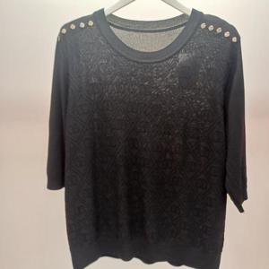 Destijl HC06 매끄럽고 찰랑찰랑한 챠밍 5부반팔 라운드 니트티 D2621sw04B