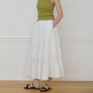 [아워호프] 시어서커 캉캉 밴딩 스커트 - White [HK26SM-SK01-WHI]