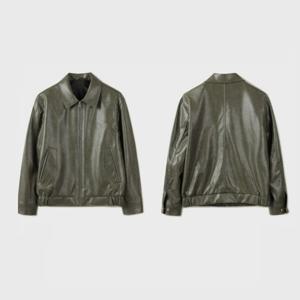 [지오지아]페이크 레더 카키 가죽 자켓_AAG2JJ1102_KH_DG