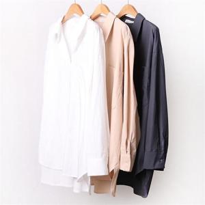 [강물처럼]빅사이즈사랑해요 A816L009 언발라운드코튼롱셔츠 PE