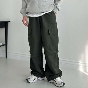 남자 와이드핏 밑단 스트링 카고바지 밴딩 조거팬츠