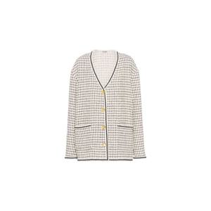 미우미우 미우미우 체크 트위드 싱글 브레스티드 가디건 MH176310DX