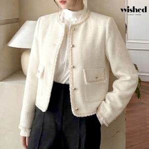 [위시드]스팽글 클래식 노카라 트위드 자켓 (WIDAJK011)