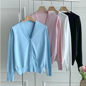 [다잇템]여자 V넥 비스코스 스웨터 롱슬리브 가디건 (32959270A)