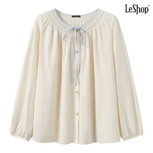 [르샵]리본 스트랩 셔링 긴팔 블라우스 (DQ1BA020A)