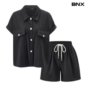 [BNX]데일리 포켓 카라 반팔 셔츠 숏 팬츠 셋업 (BY2OP001L0)