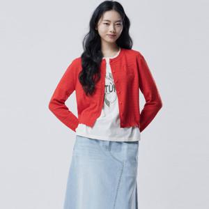 [베네통] 하트 스트라이프 니트 가디건_BAKC51631RD