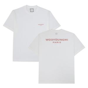 우영미 터프트 자수 백로고 남성 반팔티셔츠 W261TS09714W