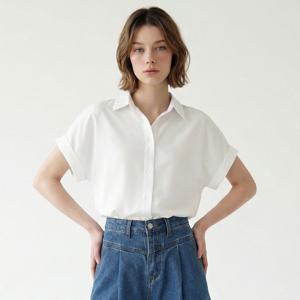 [포커스]베이직 실키 롤업 블라우스 PBVFF6M1BL5231