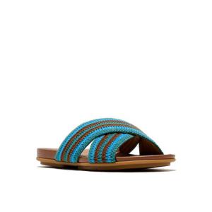 [FITFLOP][삼성물산공식] 여성 그라시에 스트라이프 웨빙 크로스 슬라이드 - 딥 탄//틸 믹스 (FT64K2D28B)